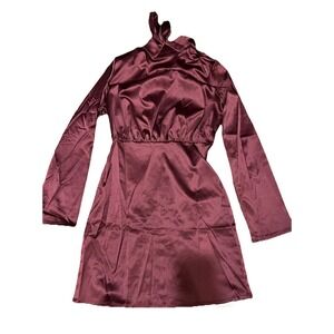 REVOLVE LOVERS Commense Satin Burgundy Mini Dress Small Wedding Guest NEW‎